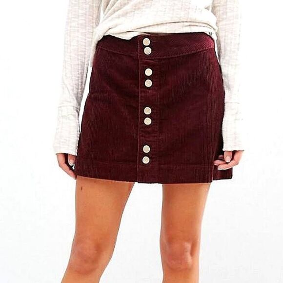 Abercrombie Maroon Corduroy Skirt 2 - Picture 1 of 7